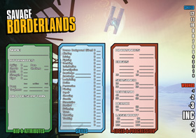 Fiches de personnages complètes de Savage Borderlands